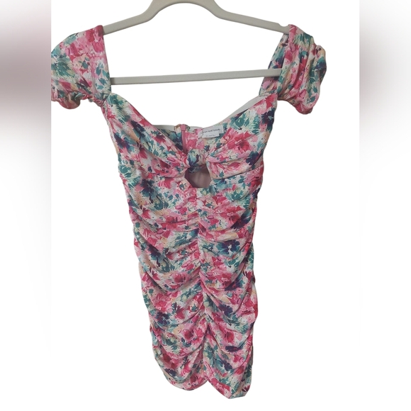 Lovers + Friends Pink Blue Off-Shoulder Bodycon Mini Dress - Picture 2 of 5